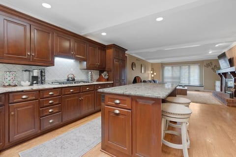 View of the kitchen facing the living room.  