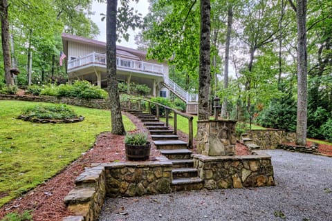 View from lower parking up to house