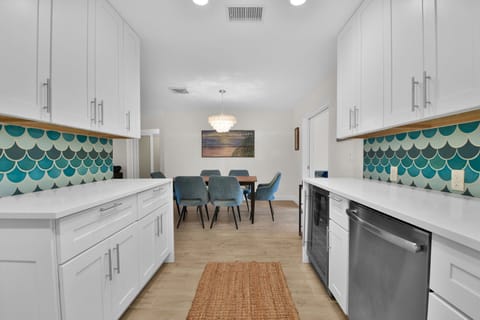 Kitchen leads onto dining area in this open plan property