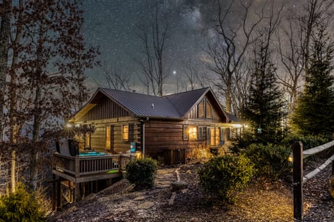 night shot of hot tub