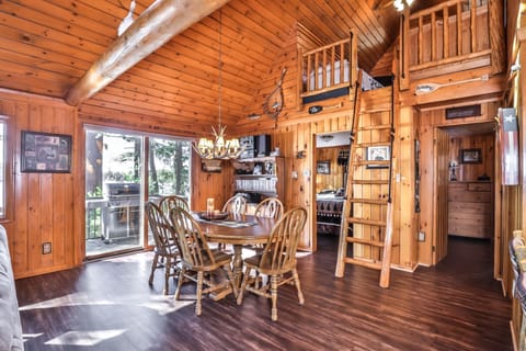 dine beneath the antler chandelier