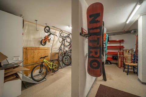 Storage room for skis and bicycles