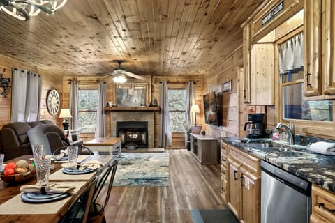 Dining area overlooking living room.