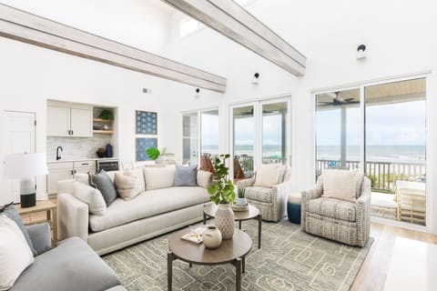 Bright and Airy Oceanfront Living Room – Gather with friends and family in this stylish coastal retreat.