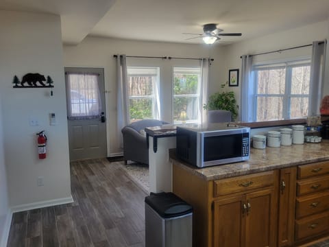 From the full size kitchen. microwave, bread machine, crock pot.
