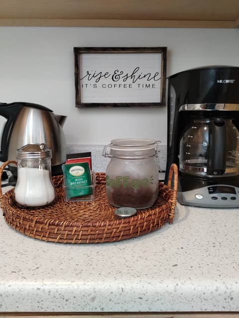 Provided: assorted teas, sugar, starter coffee/4 pots.  Guests supply additional