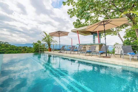 Wonderful private swimming pool, patio and bar area.