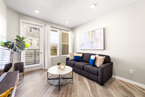 Start your stay in the living area by getting cozy on the couch with a cup of coffee while watching catching up on your latest Netflix binge
