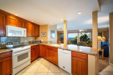 Fully equipped open floor plan kitchen