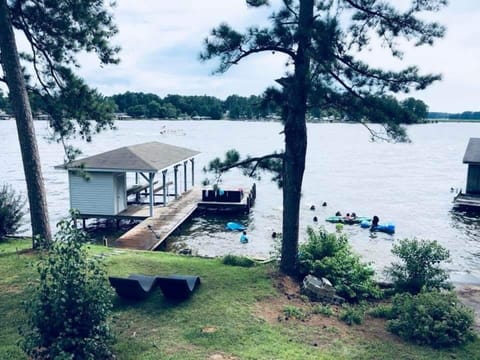 A dock for fishing, easy swim access and a scenic view of the lake.