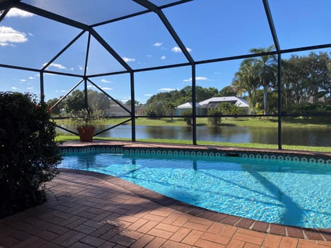 Delightful poolside view of Canal.