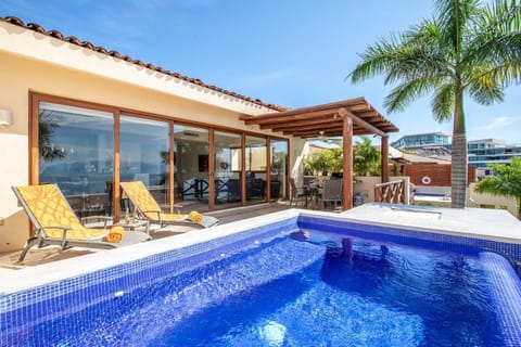 Balcony just outside the Living / Dining rooms with plenty of space to get some sun, cool off in the plunge pool and enjoy a meal under the pergola.