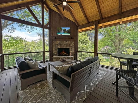 Screened Porch with Wood Burning Fireplace