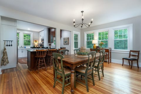 Main-level kitchen and dining areas.