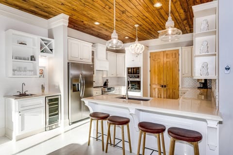 The kitchen bar is a great spot for breakfast or an afternoon snack