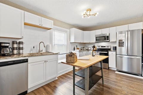 Kitchen with butcher block island