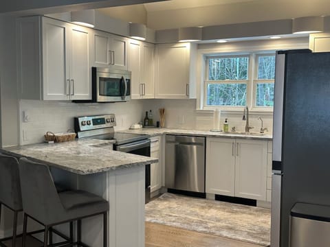 Bright spacious kitchen with eat in counter