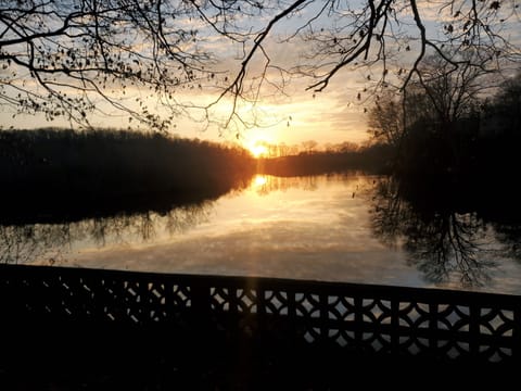 Sunset over the pristine lake