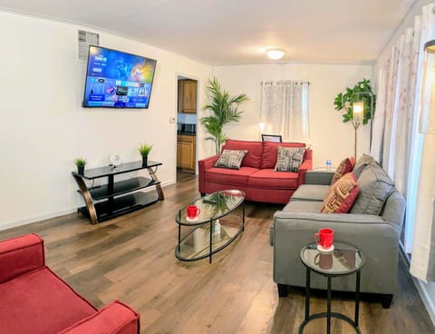 Living Room facing South with 55" Toshiba Smart TV with Netflix and Amazon Prime