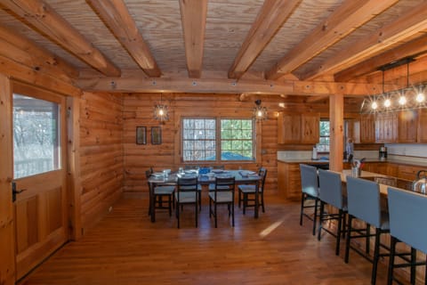 Dining table holds an extra leaf for feeding your hungry crowd