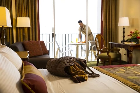 Savor breezy balcony mornings just steps from your bed.