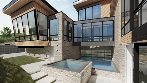 Outdoor pool and hot tub