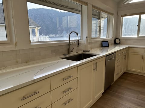 Gourmet Kitchen with lake and mountain views