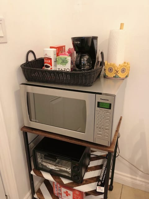 Coffee, tea, first aid, oven, microwave, hot chocolate, instant coffee, sugar. 