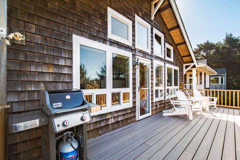 Sunny ocean-front deck.