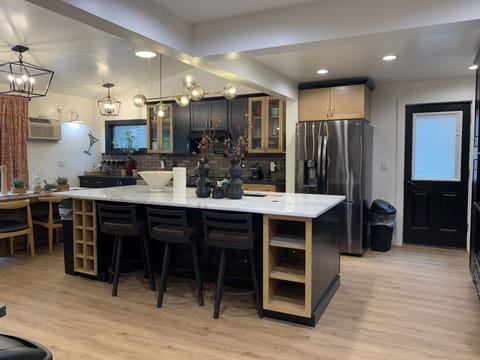 Large, well equipped kitchen.