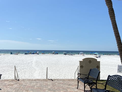Walk right onto the beautiful white sand beach. Chairs and loungers free 