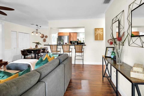 Living room, kitchen and dining