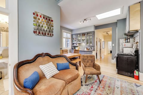 Open concept living/dining/kitchen area.  It feels spacious and separate but you can chat with each other while making dinner or dining or just hanging out.