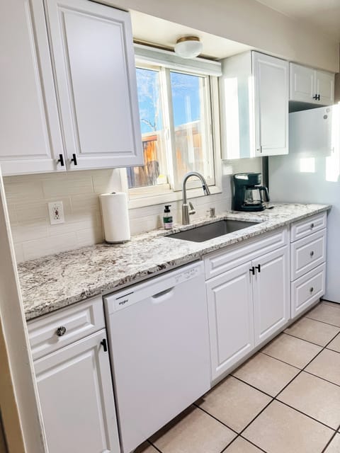 New countertops, cabinets, and dishwasher.