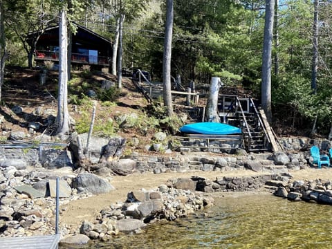 100' private sandy beach with dock.  (house is in background)