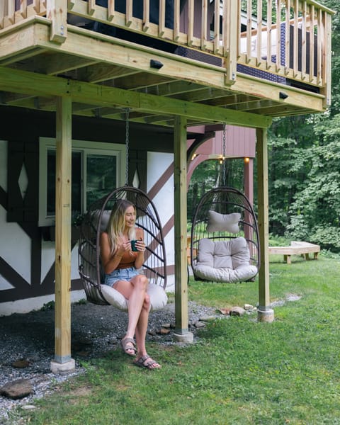 Swinging egg chairs to take in the views!