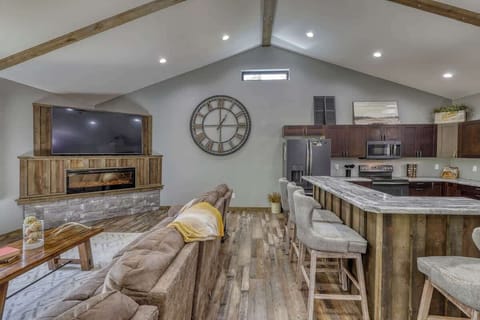 Breakfast bar offers additional seating if needed