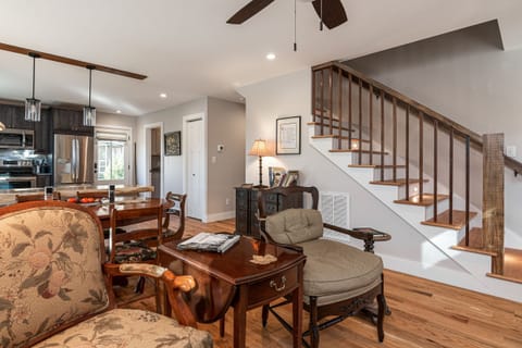 These chairs are so comfy!  The lovely floors are wide oak boards throughout.