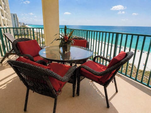 7th floor balcony view w/seating for 5. Great spot during any meal or relaxing.