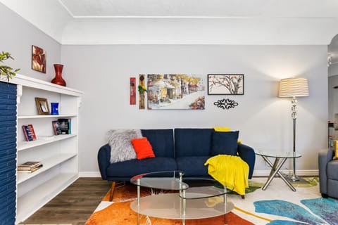 Colorful and modern living room with comfortable seating