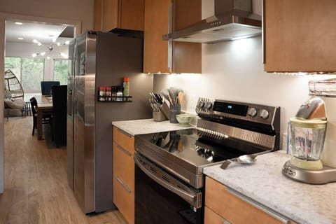 Galley kitchen, fully stocked