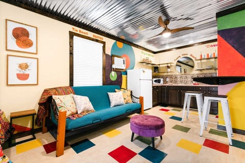 The love shack is a stand-alone unit, away from many of the other cabins on the property.