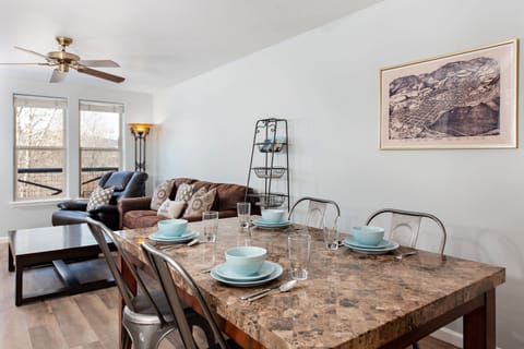 Open living and dining area