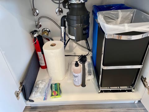 Cleaning materials just under the sink