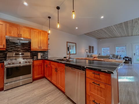 Kitchen with bar stools