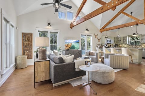 View of living room from dining area.
