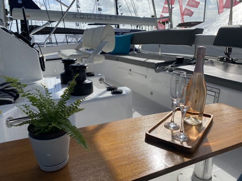Grab a cocktail up top of the massive flybridge and sit, chat with the captain.