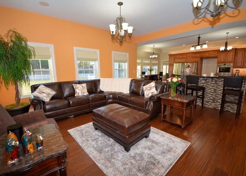 View from living room out towards gourmet style kitchen 