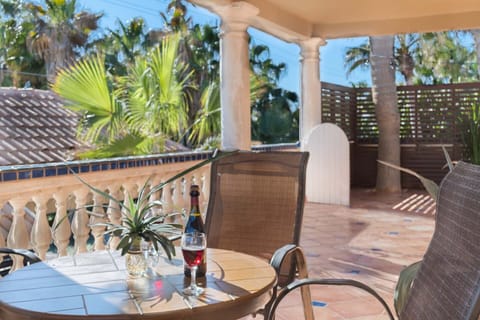 red wine on the lush enclosed patio