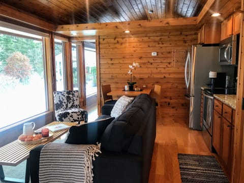 Swing open the large French doors and step right into the living area.